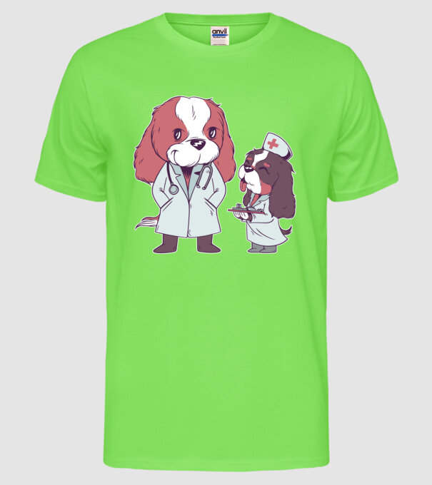 Veterinar câini model verde neon pe tricou