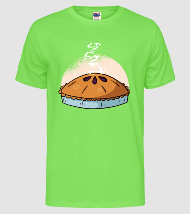 Plăcintă cu mere model verde neon pe tricou