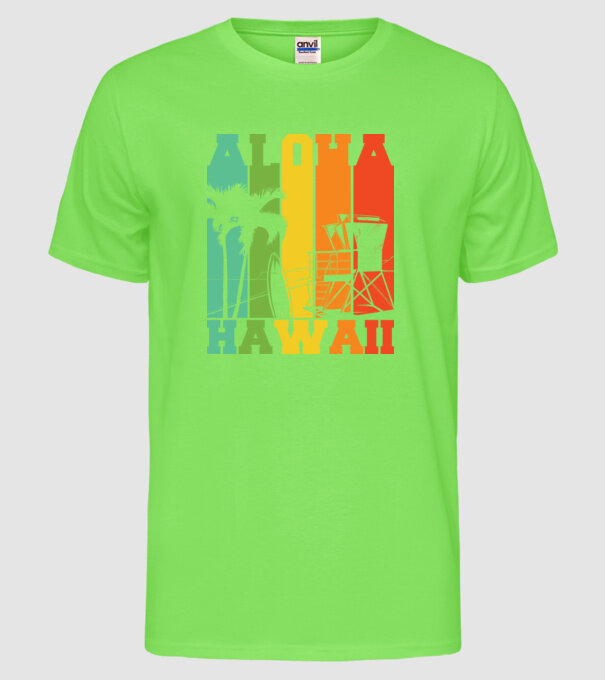 Aloha Hawaii model verde neon pe tricou