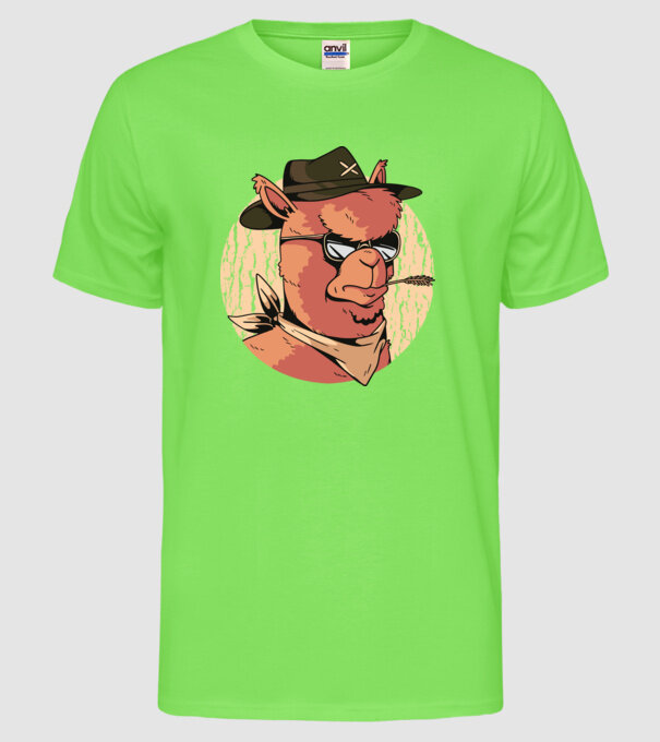 Alpaka model verde neon pe tricou