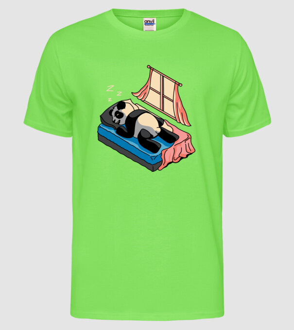Panda dormind model verde neon pe tricou