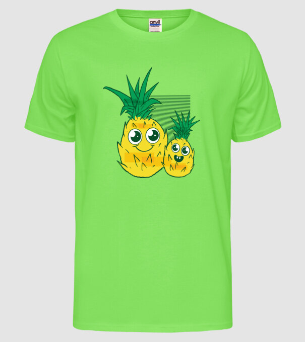 Familie Ananas model verde neon pe tricou