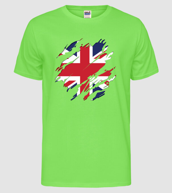UK Steagul Regatului Unit model verde neon pe tricou