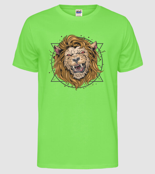 angry lion model verde neon pe tricou