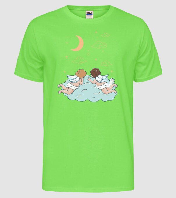 Îngeri model verde neon pe tricou