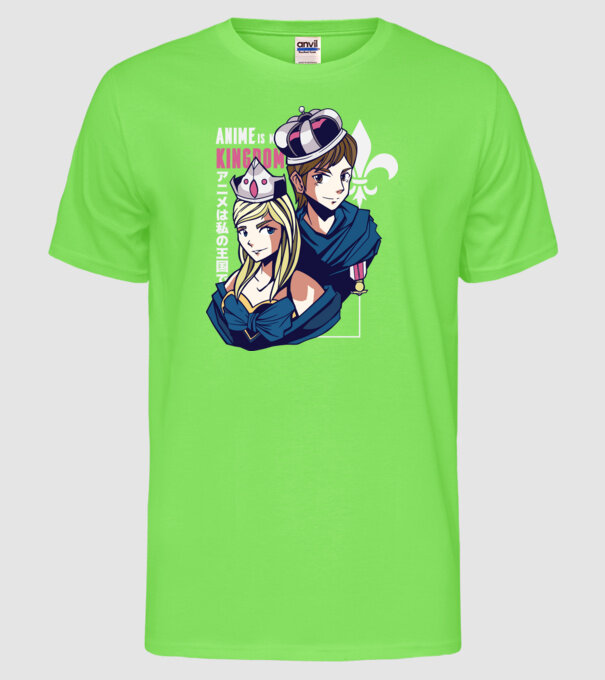 Anime este Regatul meu model verde neon pe tricou
