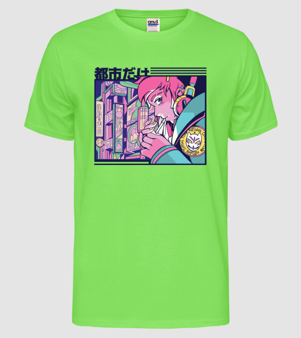 Anime Țigaretă model verde neon pe tricou
