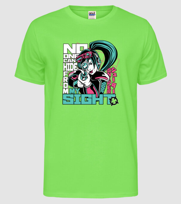 Anime Fată Lunetistă model verde neon pe tricou