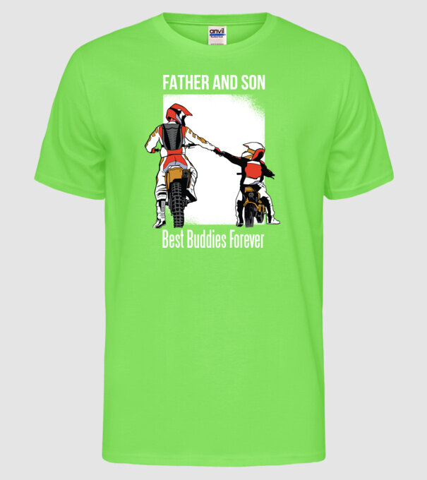 Tată și Fiu cei mai buni Prieteni - Motociclist model verde neon pe tricou