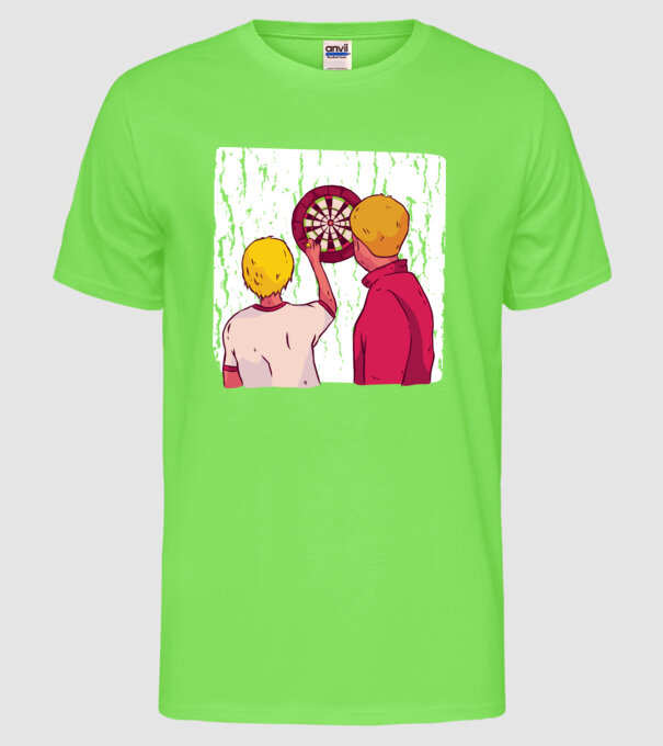 Darts Tată Fiu model verde neon pe tricou