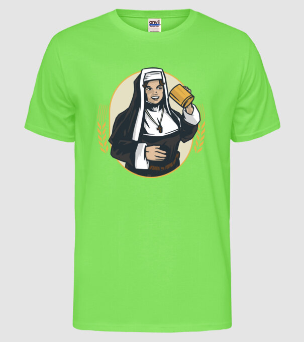 Bere Călugăriță model verde neon pe tricou