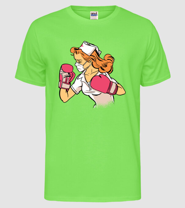 Asistentă Boxer model verde neon pe tricou