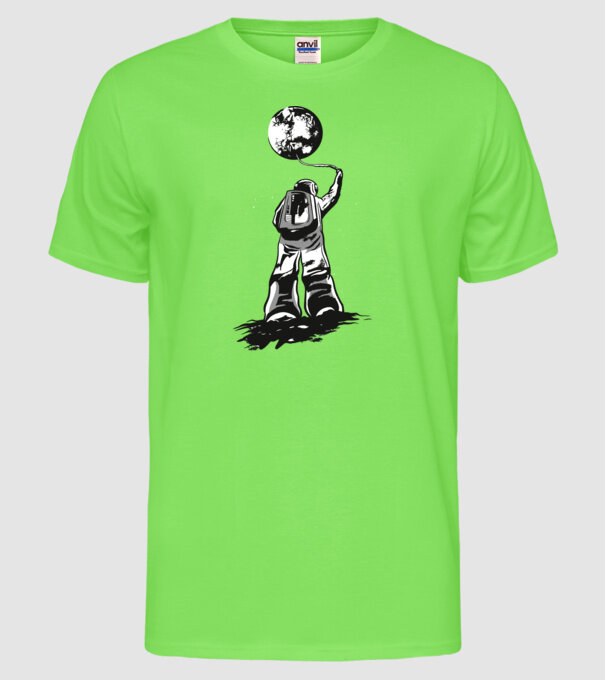 Astronaut Lună model verde neon pe tricou