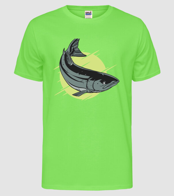 Atlantic Salmon - Somon de Marea Baltică model verde neon pe tricou
