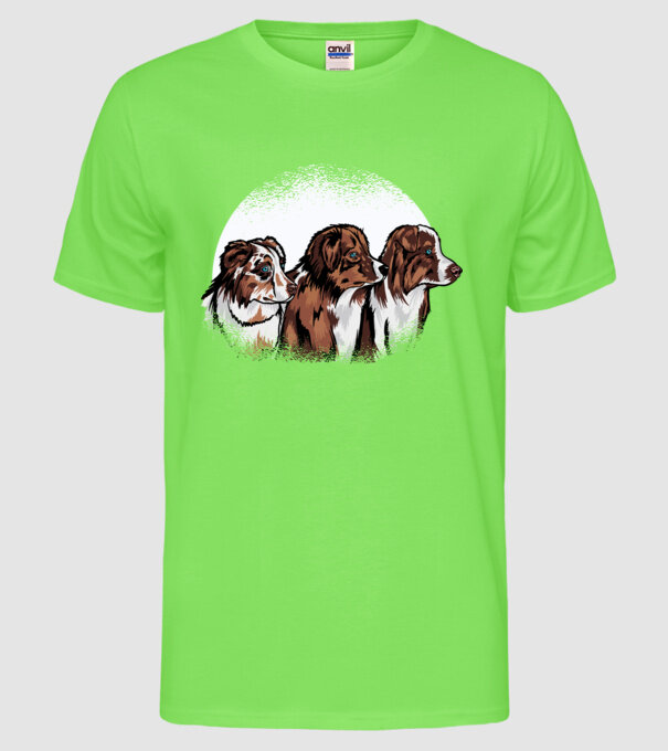 Câine ciobănesc Australian model verde neon pe tricou