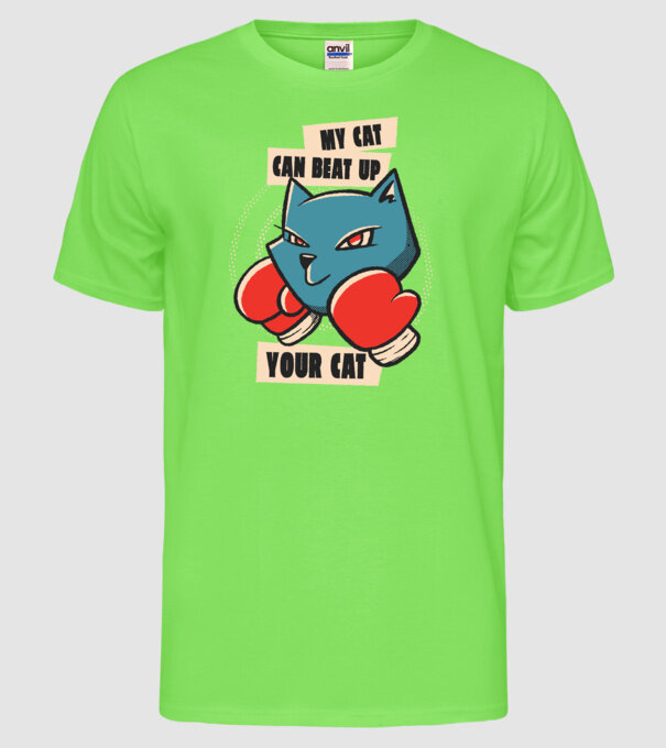 Pisicuța mea bate pisicuța ta model verde neon pe tricou