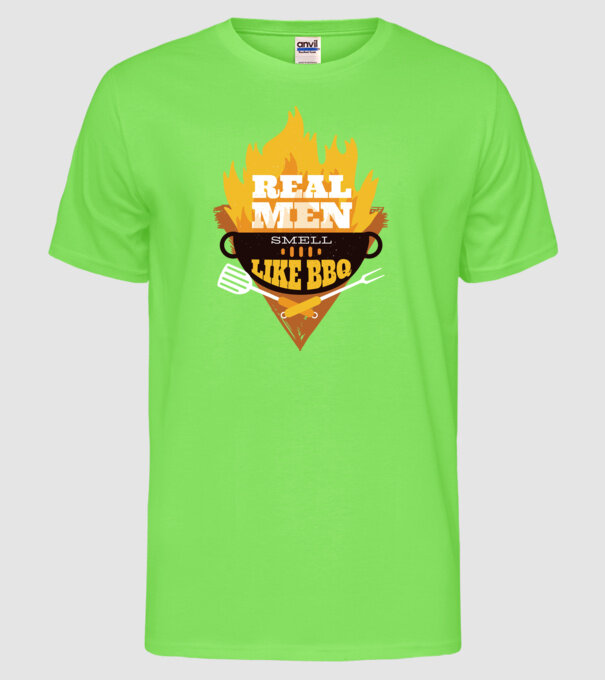 Bărbații adevărați miros a grătar model verde neon pe tricou