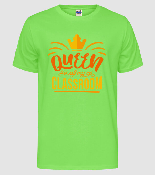 Regina clasei model verde neon pe tricou