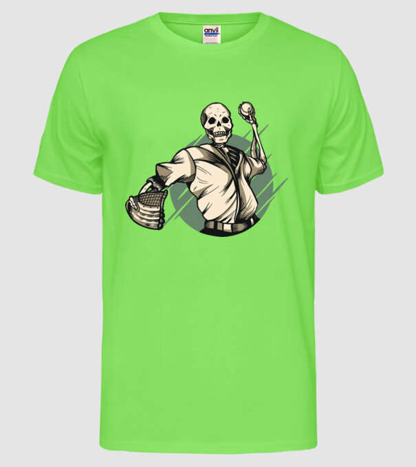 Schelet Baseball model verde neon pe tricou