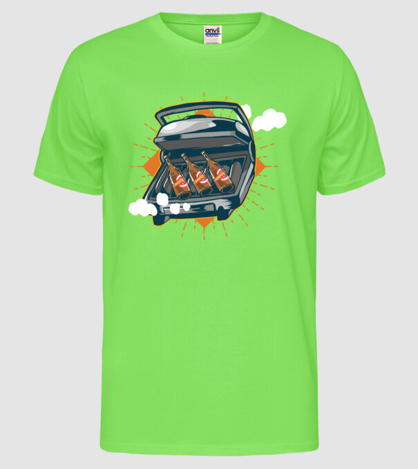 Bere BBQ model verde neon pe tricou