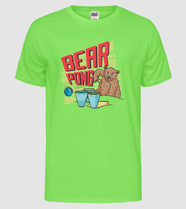Bear Pong model verde neon pe tricou