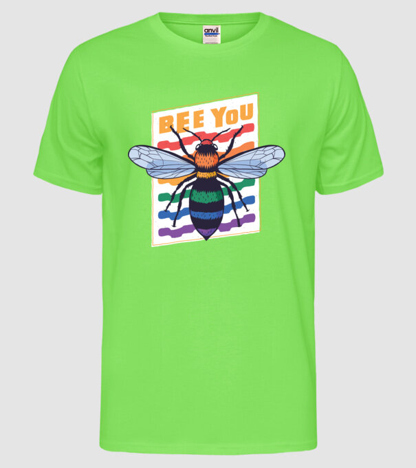 Bee You Pride model verde neon pe tricou