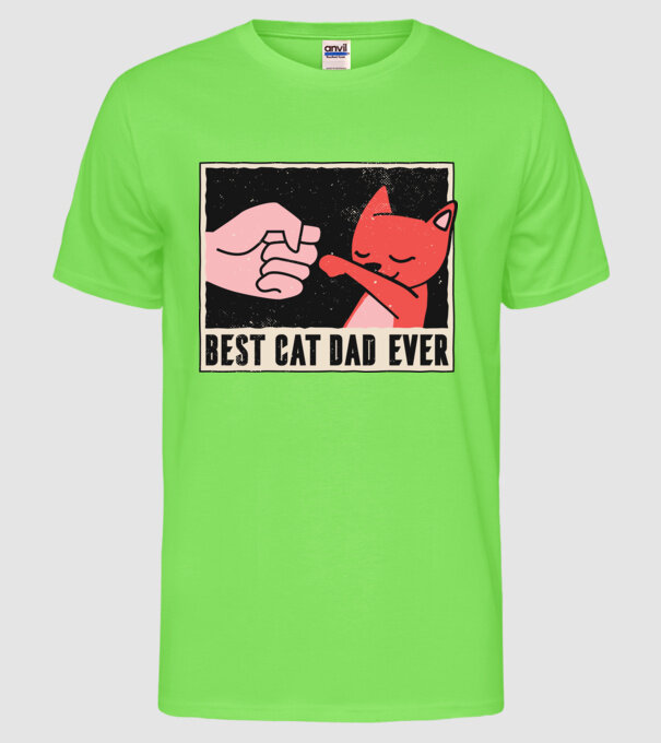 Best Cat Dad Ever - Cel mai bun stăpân de pisică model verde neon pe tricou