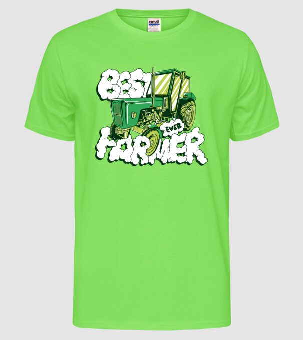 Best Farmer Ever cu Tractor model verde neon pe tricou