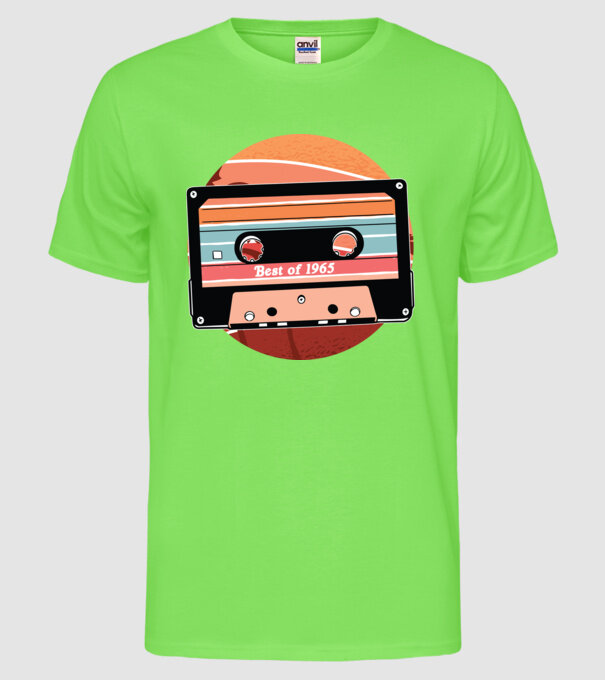 Best of 1965 retro Tape Birthday model verde neon pe tricou