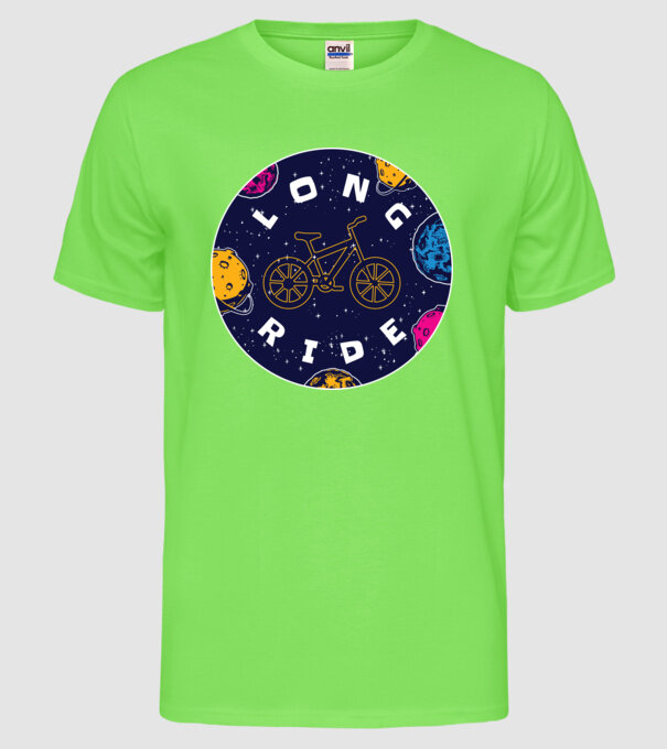 Spațiu cu bicicletă model verde neon pe tricou