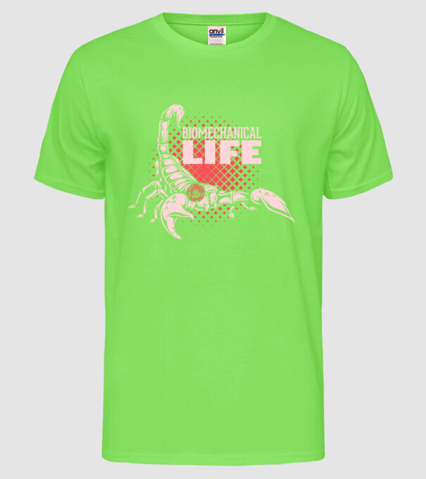 Biomechanical Life model verde neon pe tricou