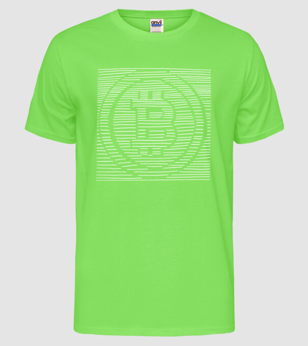 Linii 3d Bitcoin model verde neon pe tricou
