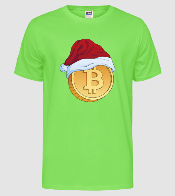 Crăciun Bitcoin model verde neon pe tricou
