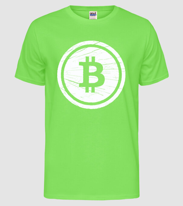 Bitcoin logo model verde neon pe tricou