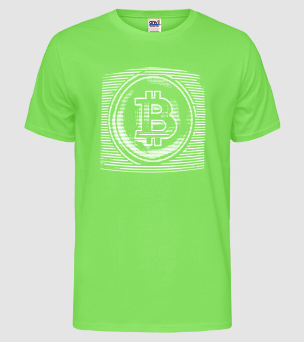 Bitcoin logo model verde neon pe tricou