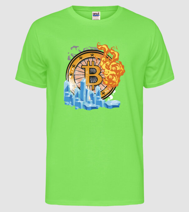 Logo Bitcoin model verde neon pe tricou