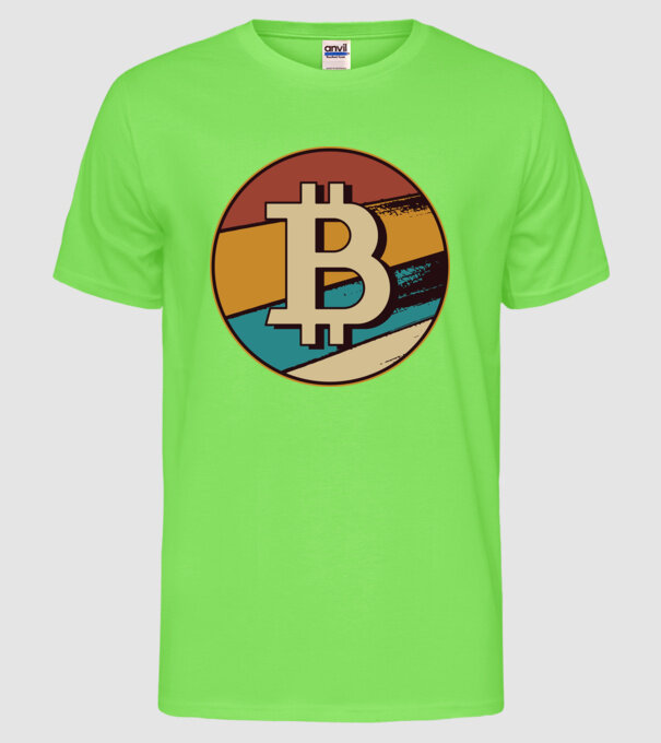 Bitcoin retro model verde neon pe tricou