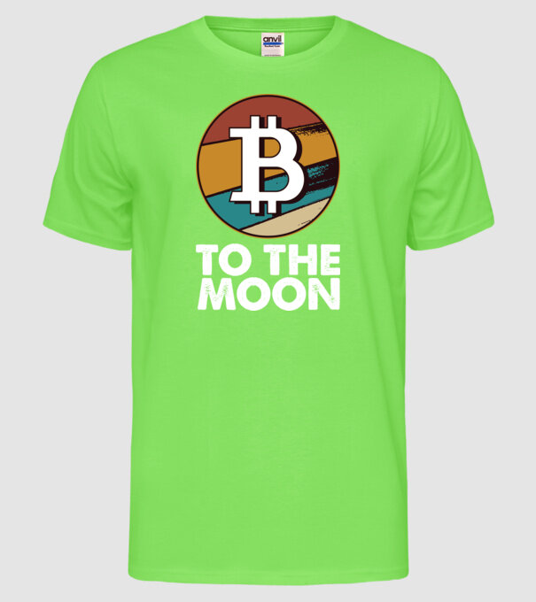 Bitcoin to the moon model verde neon pe tricou