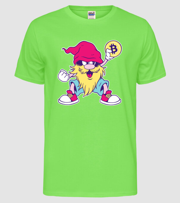 Pitic Bitcoin model verde neon pe tricou