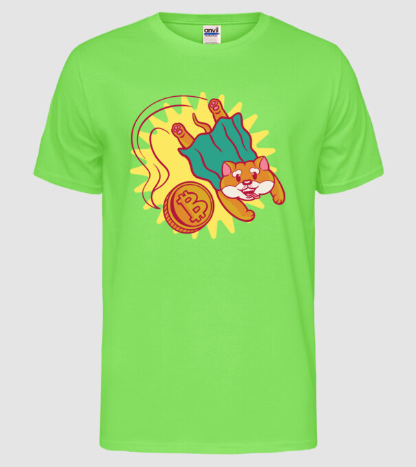 Bitcoin Vs Doge model verde neon pe tricou