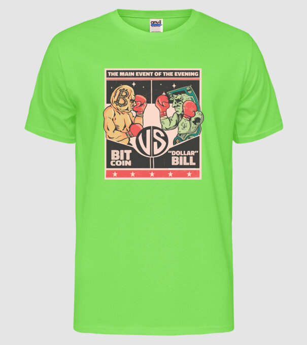 Bitcoin Vs Dolarul SUA model verde neon pe tricou