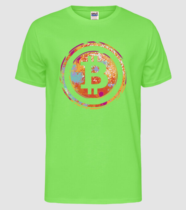 Bitcoin Watercolor model verde neon pe tricou