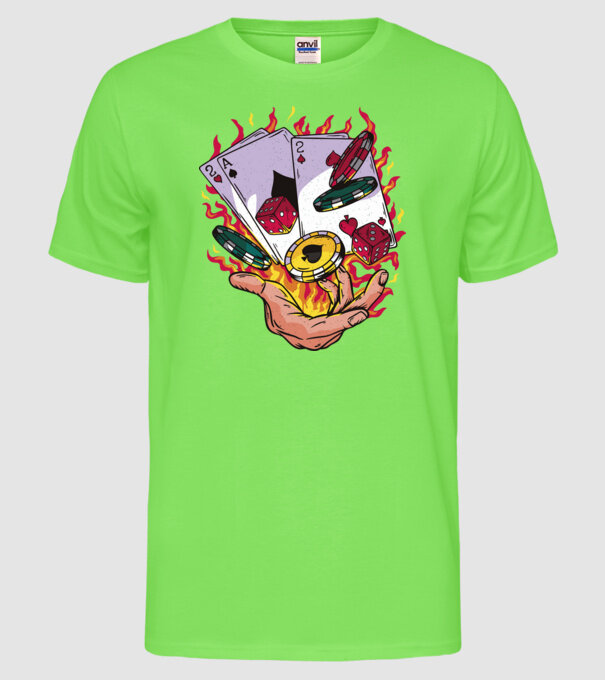 Black Jack Casino model verde neon pe tricou