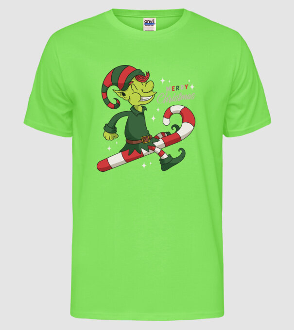 Crăciun Fericit Elf model verde neon pe tricou