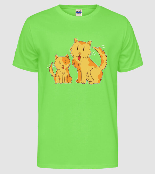 Câini fericiți model verde neon pe tricou