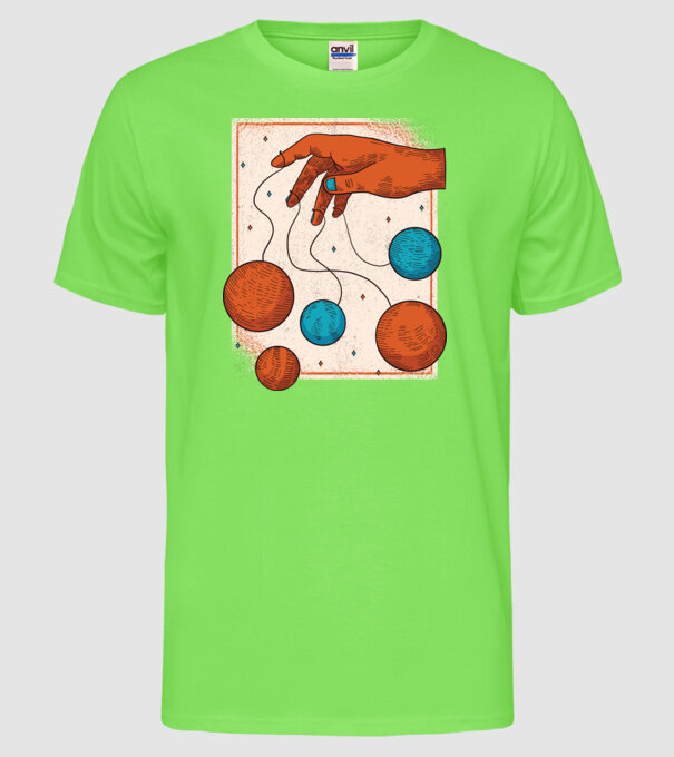 Planete model verde neon pe tricou
