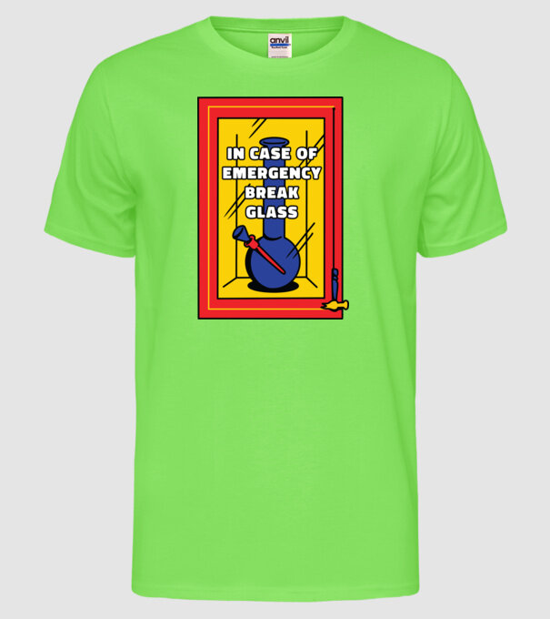 Bong pentru situații de urgență model verde neon pe tricou