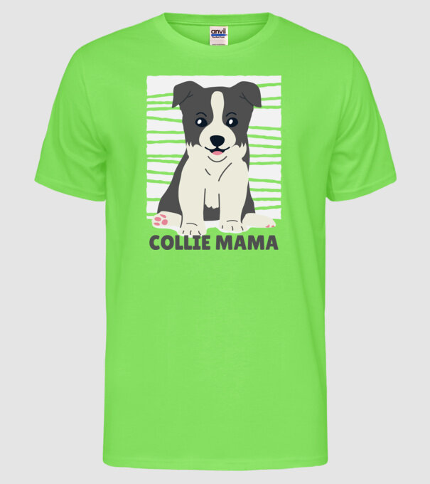 Border Collie Mamă model verde neon pe tricou