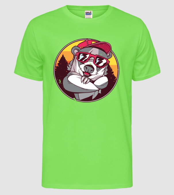 Bursuc model verde neon pe tricou