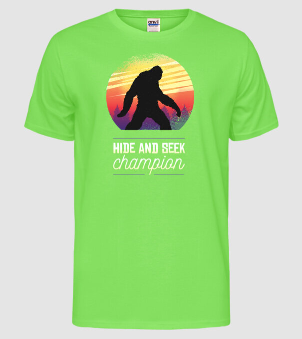campion de-a v-ați ascunselea Yeti model verde neon pe tricou